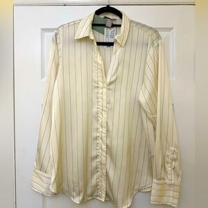 H&M | Cream Pinstripe Silky Button Down | Women’s Size M